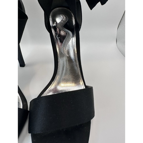 Women's Black High Heel Sandals with Bow Ankle Strap – Elegant Dress Shoes - Picture 8 of 11